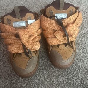 Lanvin Kids Tan and Brown High-Top Sneakers